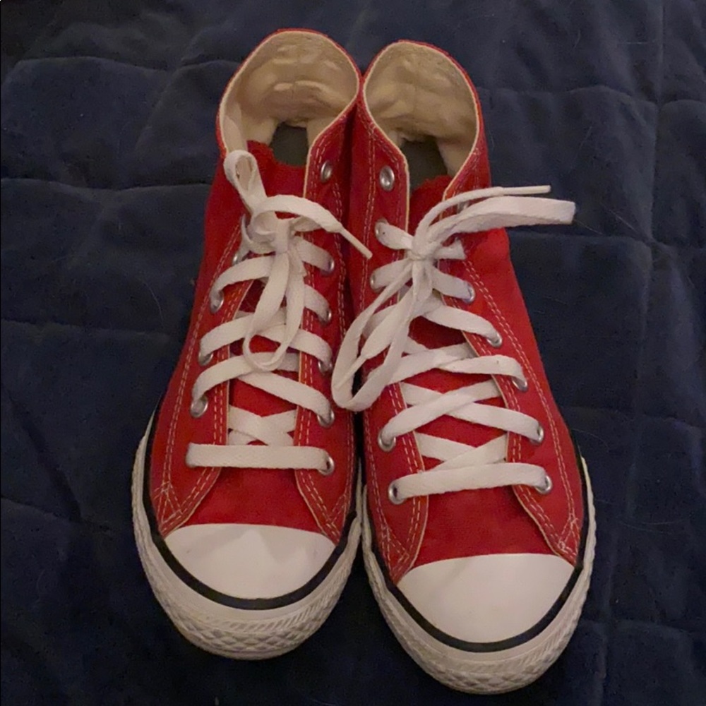 Kids red Converse Chuck Taylor high top sneakers